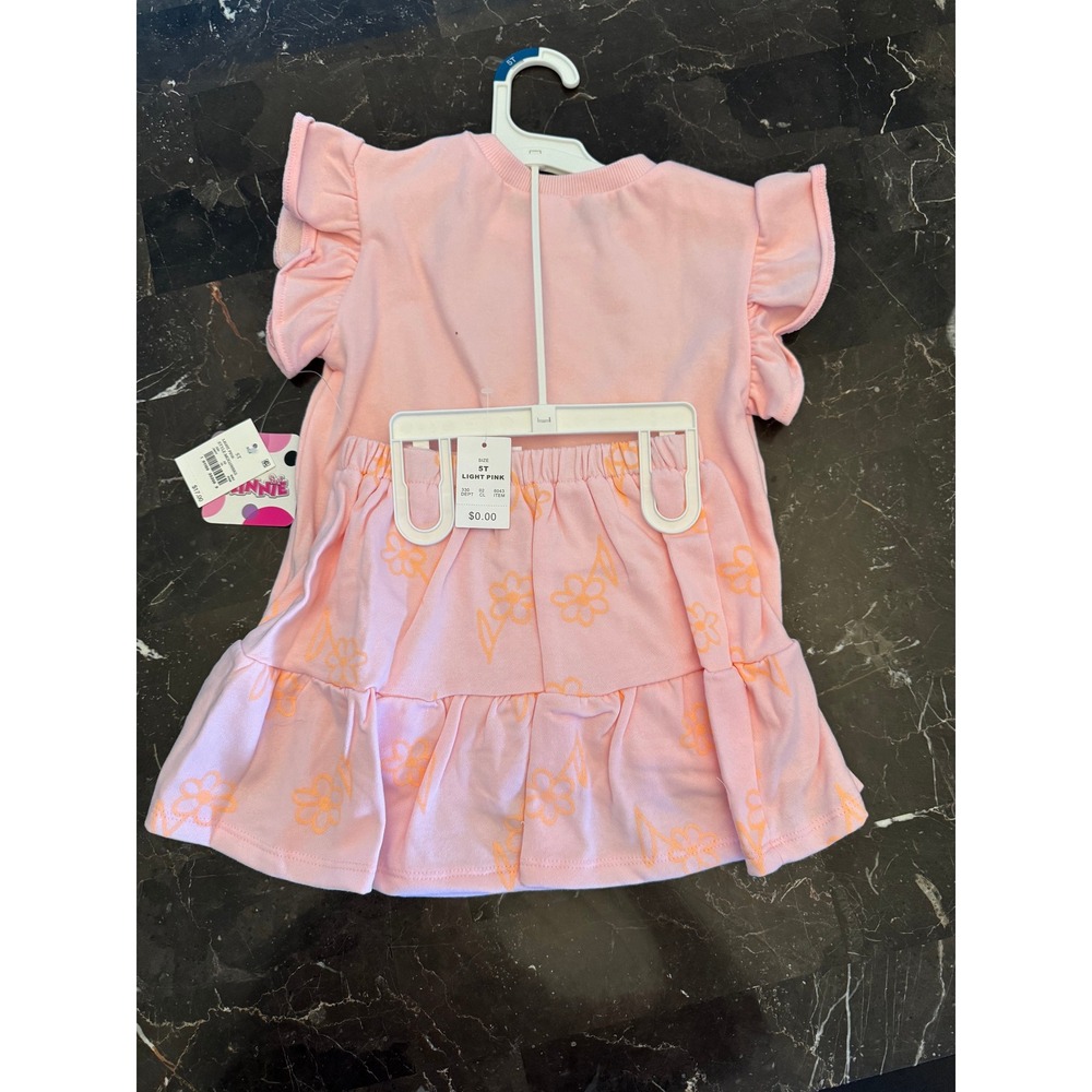 5T Disney Minnie Mouse Girls 2 Piece Flutter Sleeve Top and Skirt Set Pink NWT - Picture 2 of 2